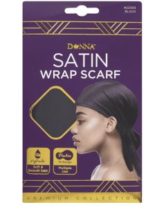 Donna Satin Wrap Scarf, Black"