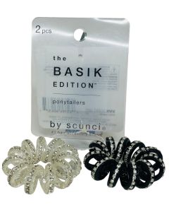 Scunci - Basik Edition - Ponytailers - Black & Clear with Gems