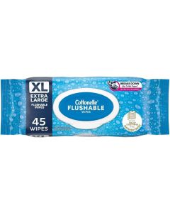 Cottonelle XL Flushable Wet Wipes - 1 Flip-Top Pack, 45 Total Flushable Wipes"