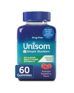 Unisom Simple Slumbers Gummies with 5mg Melatonin, Midnight Raspberry, 60 ct."