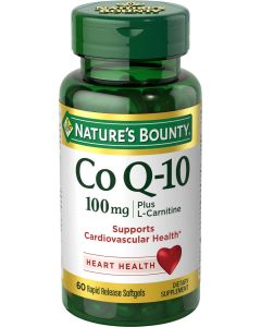 Nature's Bounty CoQ10 100 mg + L-Carnitine Softgels for Heart Health, 60 Count"