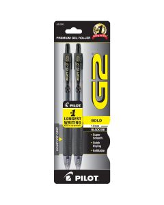 Pilot G2 Retractable Gel Ink Pens, Bold Point, Black, 2 Pack, 17510781"