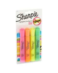 Sharpie Tank-Style Highlighters, Chisel Tip, Assorted, 4 Count"