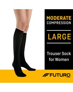 FUTURO Women's Trouser Socks, Large, Black Mild Compression"