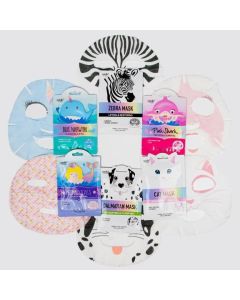 Epielle CharacterPack #2 Sheet Masks | Animal Spa Mask | Zebra, Dalmatian, Cat, Blue Narwhale, Mermaid, Pink Shark | Korean Beauty Mask -For All Skin Types| Spa Day Party (6pk)"