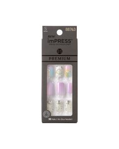 KISS imPRESS Premium Short Square Press-On Nails, Glossy Purple, 30 Pieces"