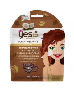 Yes To Coconut Ultra Hydrating for Dry Skin Energizing Coffee 3 in 1 Mask, Scrub, Cleanser"