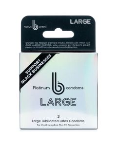 b condoms Platinum Thin Natural Latex Large Condoms for Men, 3 Count - Extra Lubricated Condoms, Odorless, Vegan & pH Friendly"