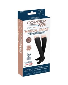 Copper Fit Medical Grade Knee-High Compression Socks, Relieves Discomfort and Pain, Large, Black"