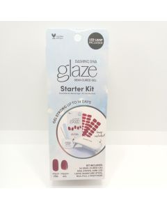 Dashing Diva Glaze Semi-Cured Gel Nail Start Kit Red Dahlia 34 Nails + LED Lamp