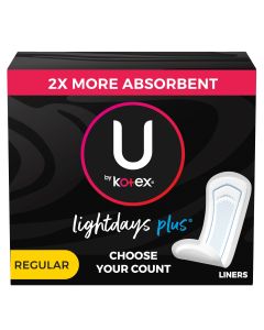 U by Kotex Lightdays Plus Panty Liners, Regular Length, Unscented, 80 Count"