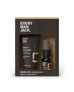 Every Man Jack Men's Sandalwood Beard Travel Pouch - Beard + Face Wash, Moisturizing Beard Oil - Trial Size - 2ct