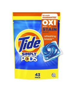 Tide Simply PODS Oxi + Ultra Stain Release Liquid Laundry Detergent, Refreshing Breeze, 43 Count"