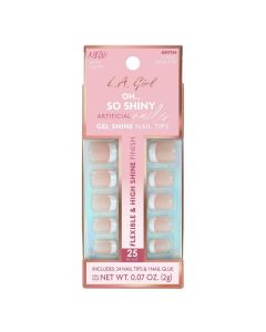 L.a. Girl Artificial Nail Tips- Oh So Shiny - Classy French Tip - 25ct