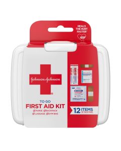 Johnson & Johnson First Aid To Go Portable Mini Travel Kit, 12 pieces"