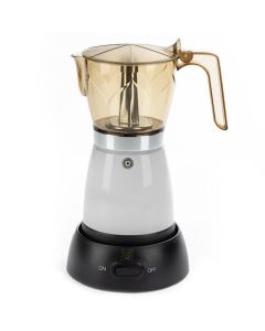 COOK, PREP, EAT Electric Cuban Coffee Maker, Italian Moka Espresso Maker, 3 or 6 Cups, Portable Moka Pot, Cafetera Electrica Greca, Cafe Cubano, (Silv