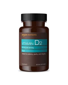 Amazon Elements Vitamin D2 2000 IU, Vegan, 65 Capsules, Supports Strong Bones and Immune Health, 2 month supply (Packaging may vary)"