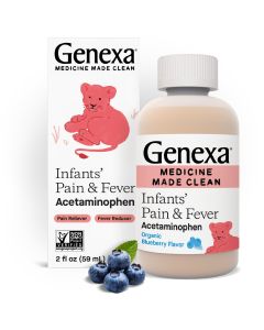 Genexa Infants’ Pain & Fever Acetaminophen, Zero Artificial Additives, Blueberry, 2 fl oz"