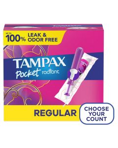 Tampax Pocket Radiant Tampons with LeakGuard Braid, Regular Absorbency, 14 Ct"