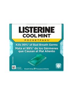 Listerine Cool Mint PocketPaks Fresh Breath Strips, 24-Strip Pack"