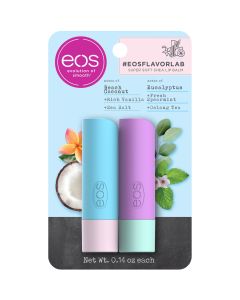 eos flavorlab Stick Lip Balm - Beach Coconut and Eucalyptus | 0.14 oz | 2-pack