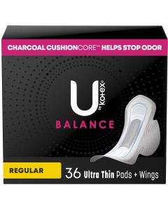 U by Kotex Balance Ultra Thin Pads with Wings, Regular Absorbency, 36 Count"