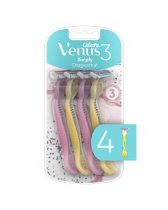 Gillette Female Venus Simply3 Dragonfruit Women's Disposable Razors, 4 Count, Multi-color"