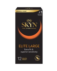 SKYN Elite Large Lubricated Non-Latex Condoms, 12 Count"