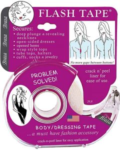 Braza Flash Tape - Double Sided Clear Adhesive Clothing, Fabric and Body Tape, (1) 20ft Roll"