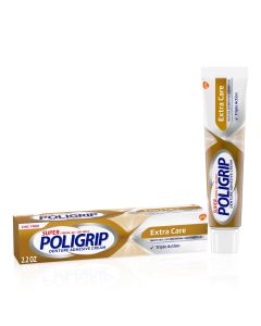 Super Poligrip Extra Care Zinc Free Denture and Partials Adhesive Cream, 2.2 Oz"