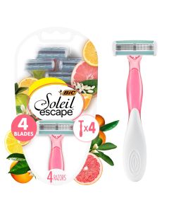 BIC Soleil Escape Razors, Citrus Scented Handles, Women's, 4-Blade, 4 Count"