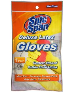 Spic And Span Deluxe Latex Gloves, Medium 1 Pair"