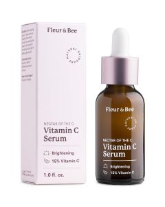 Natural Vitamin C Serum for Face - 15% with Ferulic Acid, Vitamin E - Anti Aging, Reduce Appearance of Wrinkles, Dark Age Spots, Lines - Dermatologist Tested - Nectar of the C by Fleur & Bee (1 Fl Oz)"