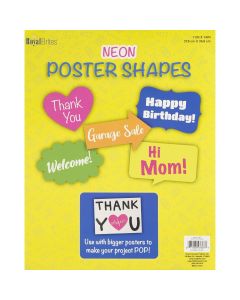 Royal Brites Poster Board Shapes, 11"" x 14"", Assorted Neon, Pack Of 5 Shapes"