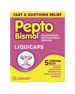 Pepto Bismol Liquicaps, Relief for Upset Stomach and Diarrhea, over-the-Counter Medicine, 12 Ct"