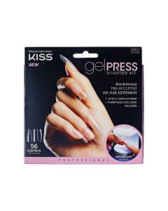 KISS GelPress Professional Gel Nail Starter Kit, Includes 56 Pre-Sculpted Gel Nail Extensions, UV Gel, 1 LED Lamp, 6.7 mL Primer, 1 Nail File, 1 Manicure Stick"