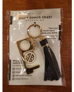 Pieces of Me Don’t Touch That Keychain Door Opener Button Pusher Tassel Black