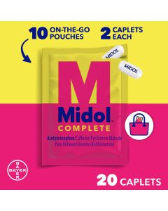 Midol Complete on The Go, For Relief of Menstrual Pain, Caplets, 10 Pouches"