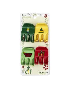 Elf Mini Claw Hair Clips in Winter Themes, Assorted Colors, 4Pk"