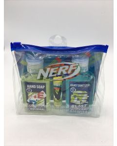 NERF Kids 3 pc Hygiene Travel Bag-Hand Soap, Lip Balm, Lemon Lime, Lip Balm Kit"