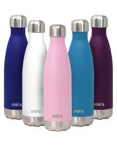 MIRA 17oz Stainless Steel Vacuum Insulated Water Bottle, Leak-Proof Double Walled Cola Shape, Rose Pink"