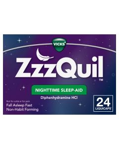 Vicks ZzzQuil Sleep Aid Liquicaps, Non-Habit Forming, 50mg Diphenhydramine HCl, 24 Ct"