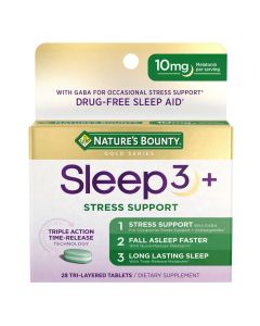 Nature’s Bounty Sleep3 Sleep Aid with Melatonin, Relaxation and Stress Relief Tri-Layered Tablets, 10 Mg, 28 Ct"