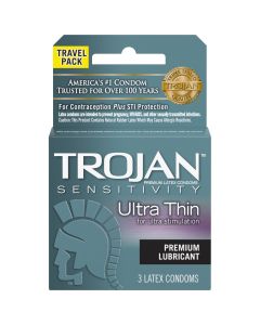 Trojan Ultra Thin Lubricated Condoms, 3ct Travel Pack"