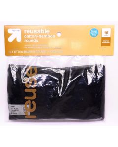 Reusable Make Up Removing Cotton Rounds with zippered laundry bag-16 count-Black