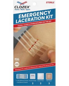 Clozex Complete Emergency Laceration Kit - Repair Wounds Without Stitches. FDA Cleared Skin Clean Cover Closure Device for 2 Individual Or Combine for 2 1/2 in. Length