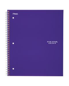 Five Star Wirebound Notebook, 1 Subject, Wide Ruled, 10 1/2"" x 8"", Assorted Colors (05057), 1 Count"