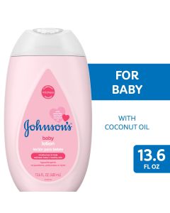 Johnson's Moisturizing Pink Baby Body Lotion for Baby and Toddler with Coconut Oil, 13.6 fl oz"