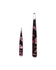 JAPONESQUE Limited Edition 2-Piece Slant & Point Tweezer Set, Made with Hand-sharpened Stainless Steel for Shaping and Defining Brows,"