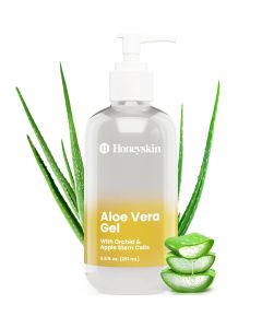 Honeyskin Aloe Vera Gel for Face, Hair & Body 100% Organic Aloe Vera -8.5oz"